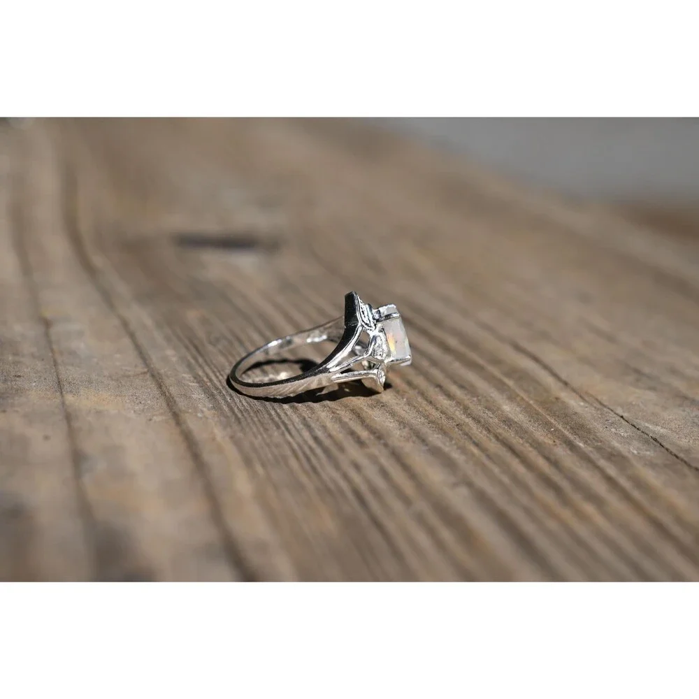 Engagement ring Moonstone sterling silver ring American made